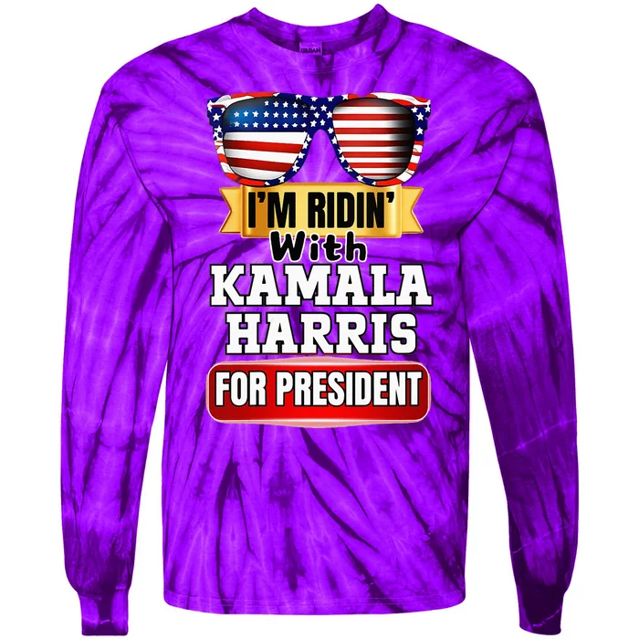 Vote For Kamala Harris 2024 President Election Campaign Tie-Dye Long Sleeve Shirt