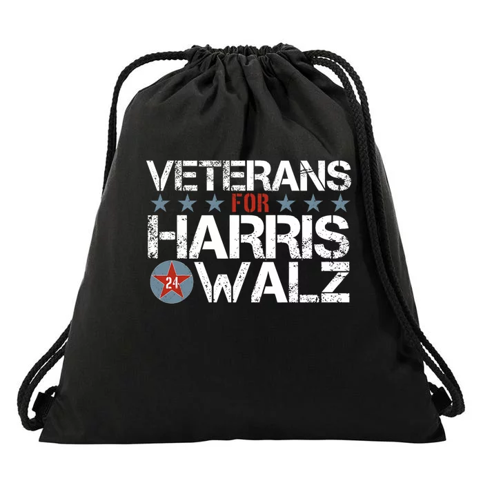 Veterans For Kamala Harris Tim Walz 2024 Vets Us Flag Kamala Drawstring Bag