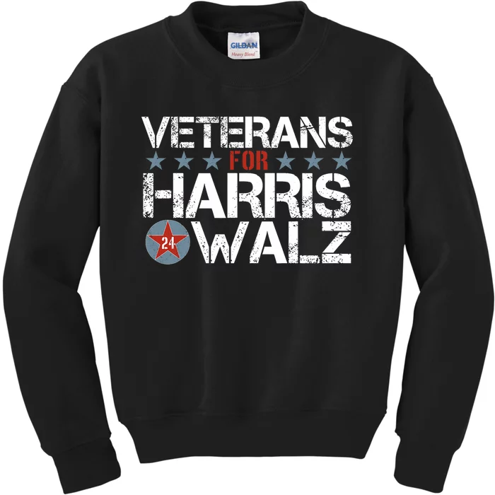 Veterans For Kamala Harris Tim Walz 2024 Vets Us Flag Kamala Kids Sweatshirt