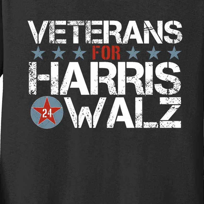 Veterans For Kamala Harris Tim Walz 2024 Vets Us Flag Kamala Kids Long Sleeve Shirt