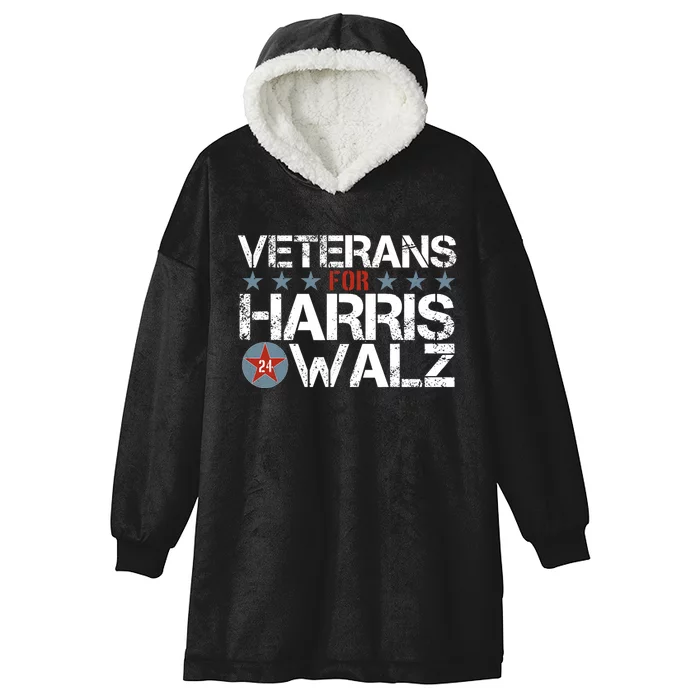 Veterans For Kamala Harris Tim Walz 2024 Vets Us Flag Kamala Hooded Wearable Blanket