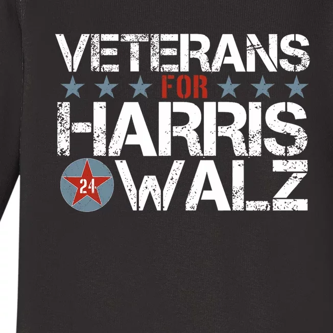 Veterans For Kamala Harris Tim Walz 2024 Vets Us Flag Kamala Baby Long Sleeve Bodysuit