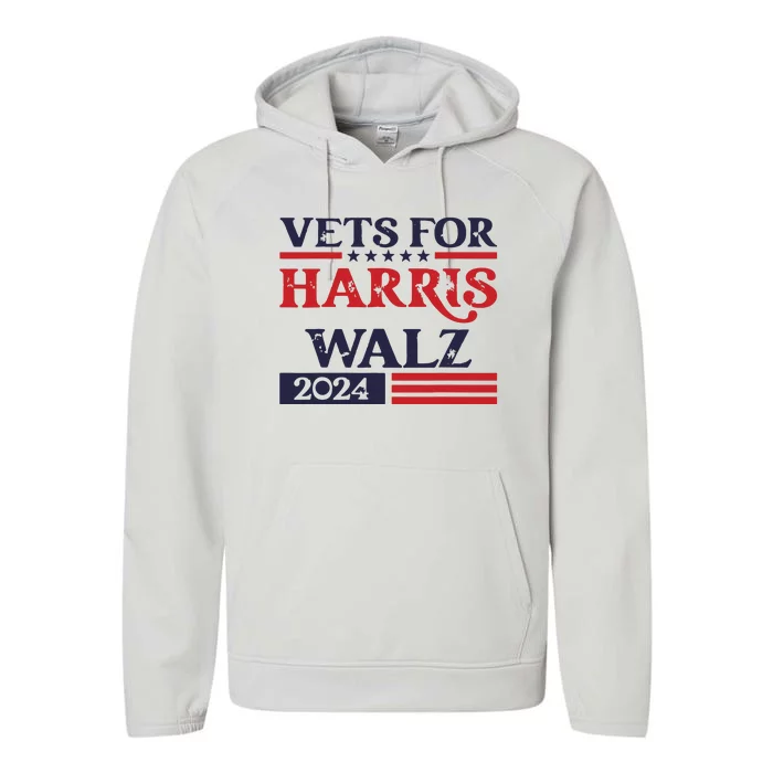 Vets For Kamala Harris Tim Walz Veterans For Harris Performance Fleece Hoodie