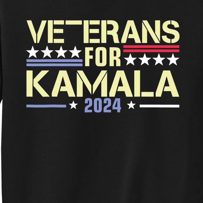 Veterans For Kamala American Flag Kamalaharris Supporter Tall Sweatshirt