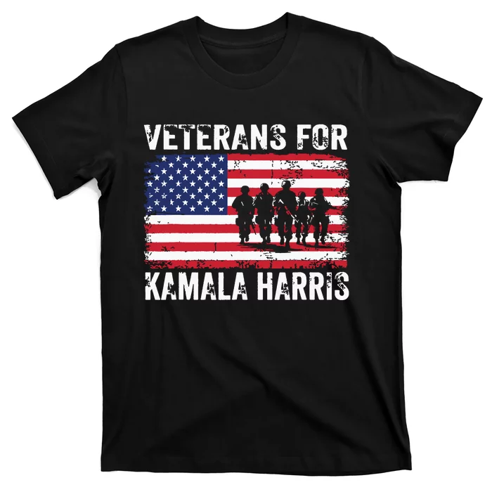 Veterans For Kamala Harris 2024 Election Usa Flag Military T-Shirt