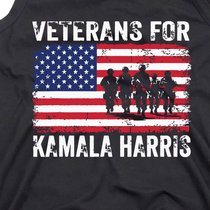 Veterans For Kamala Harris 2024 Election Usa Flag Military Tank Top