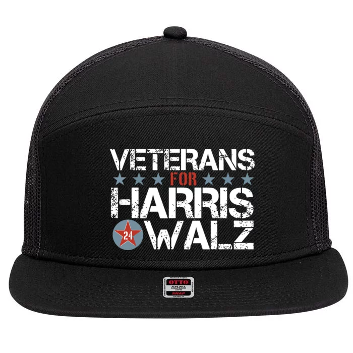 Veterans For Kamala Harris Tim Walz 2024 Vets Us Flag Kamala 7 Panel Mesh Trucker Snapback Hat