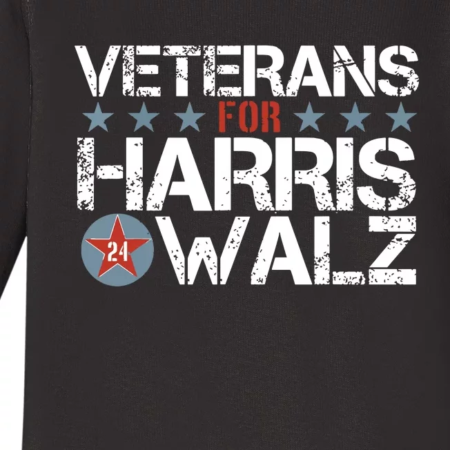 Veterans For Kamala Harris Tim Walz 2024 Vets Us Flag Kamala Baby Long Sleeve Bodysuit