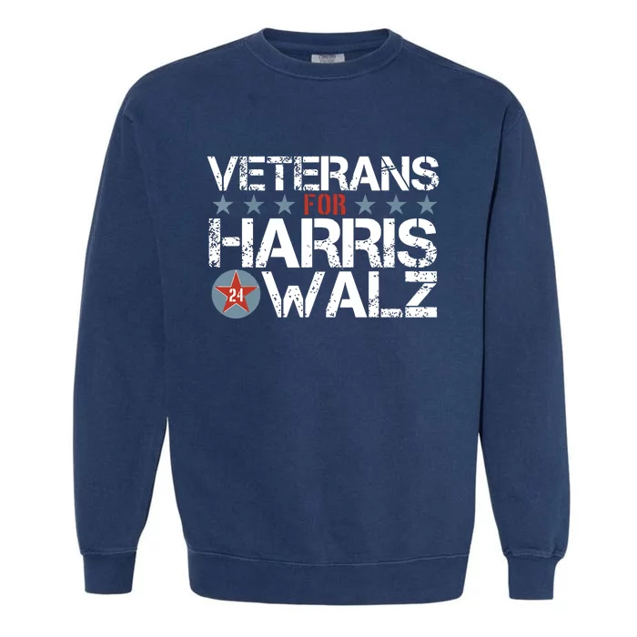 Veterans For Kamala Harris Tim Walz 2024 Vets Us Flag Kamala Garment-Dyed Sweatshirt