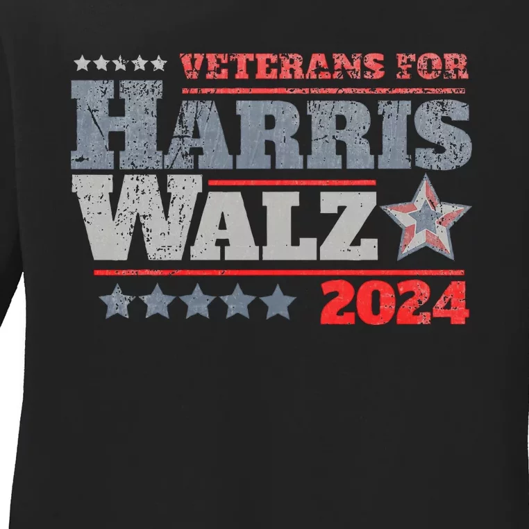 Veterans For Kamala Harris Tim Walz 2024 Ladies Long Sleeve Shirt