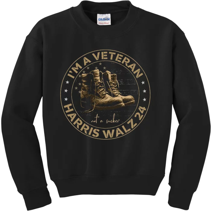 Veterans For Kamala Harris Tim Walz 2024 Election Usa Flag Kids Sweatshirt