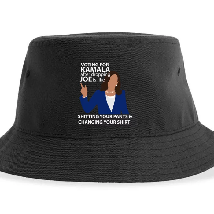 Voting For Kamala After Dropping Joe Is Like Shitting Sustainable Bucket Hat