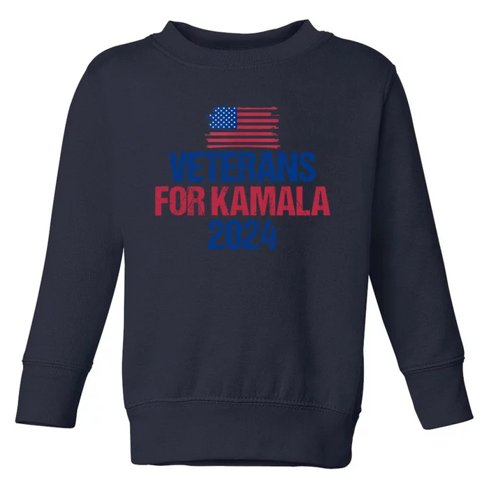 Veterans For Kamala 2024 Election American Flag Toddler Sweatshirt