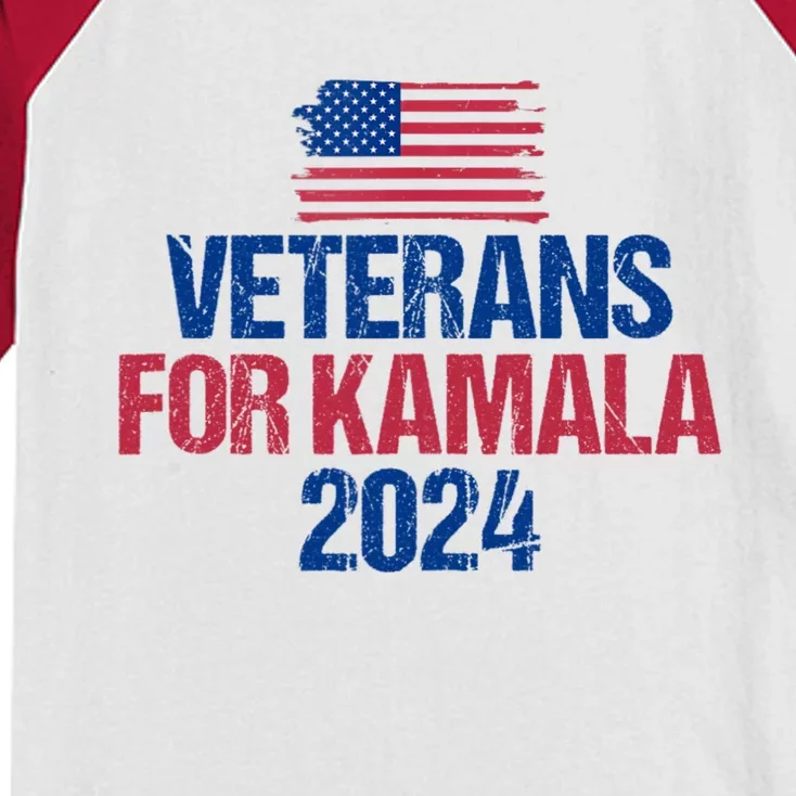 Veterans For Kamala 2024 Election American Flag Kids Colorblock Raglan Jersey