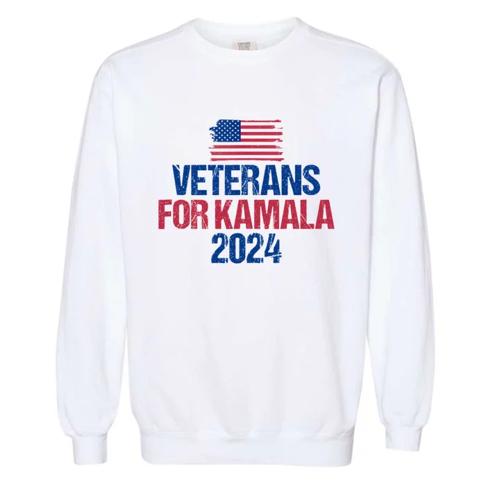 Veterans For Kamala 2024 Election American Flag Garment-Dyed Sweatshirt