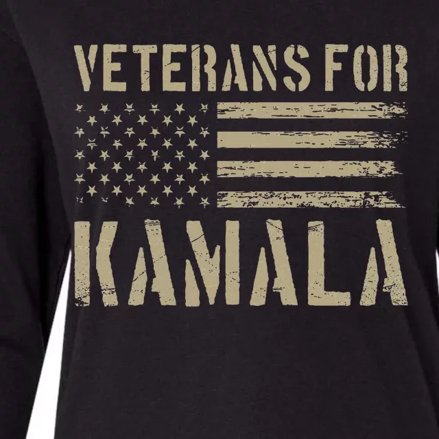 Veterans For Kamala Harris 2024 Election Usa Flag Military Womens Cotton Relaxed Long Sleeve T-Shirt