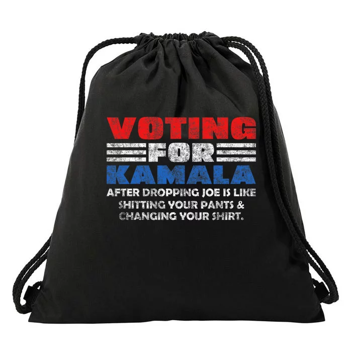 Voting For Kamala After Dropping Joe Biden Trump 2024 Drawstring Bag