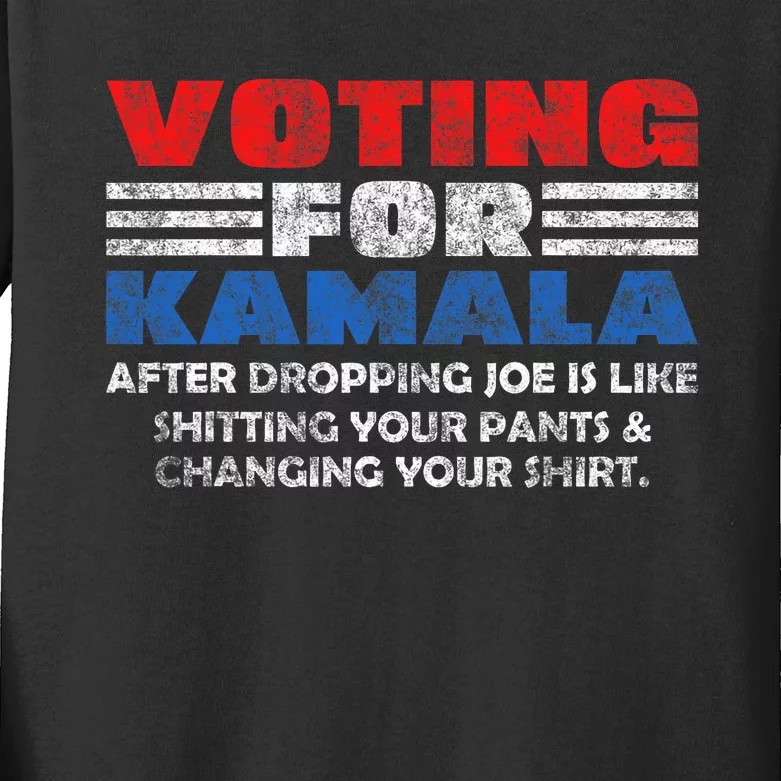 Voting For Kamala After Dropping Joe Biden Trump 2024 Kids Long Sleeve Shirt