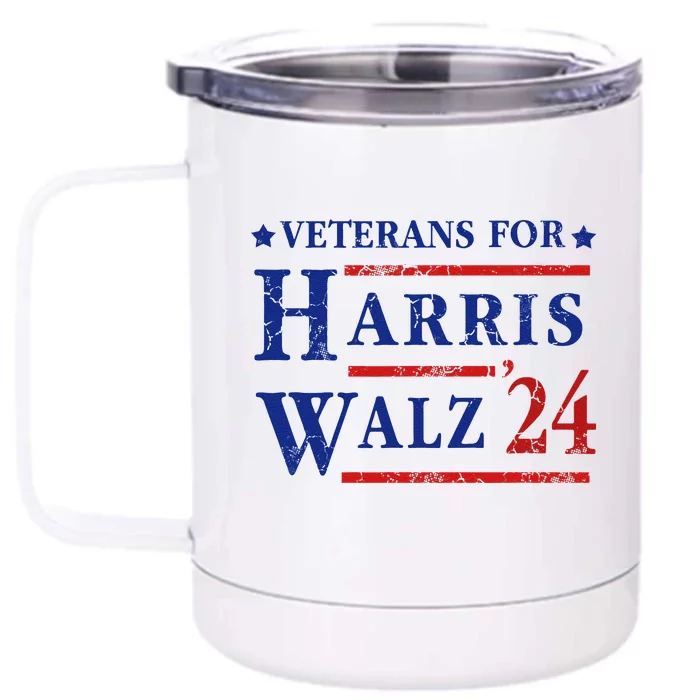 Veterans For Kamala Harris Tim Walz 2024 Election Front & Back 12oz Stainless Steel Tumbler Cup