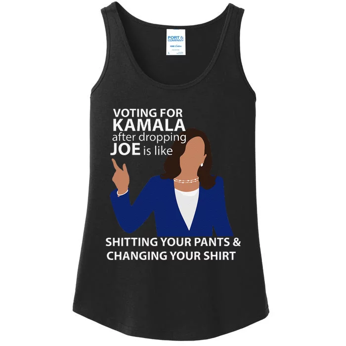 Voting For Kamala After Dropping Joe Is Like Shitting Gift Ladies Essential Tank