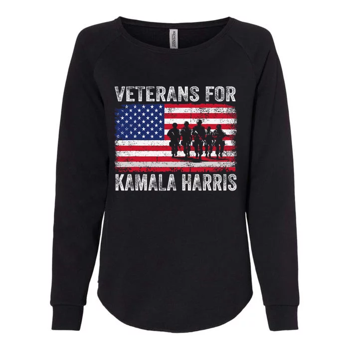 Veterans For Kamala Harris 2024 Election Usa Flag Military Womens California Wash Sweatshirt