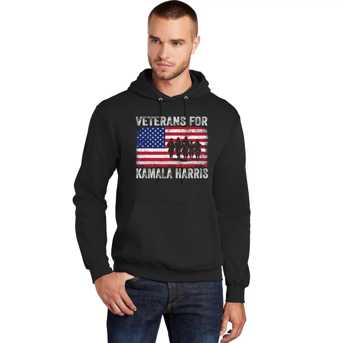 Veterans For Kamala Harris 2024 Election Usa Flag Military Hoodie