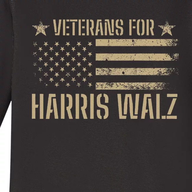 Veterans For Kamala Harris 2024 Election Usa Flag Military Baby Long Sleeve Bodysuit