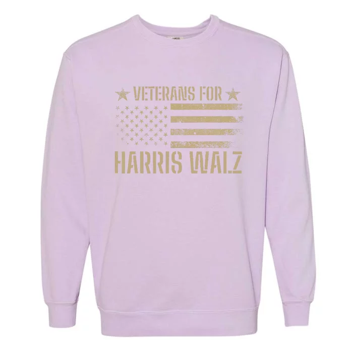 Veterans For Kamala Harris 2024 Election Usa Flag Military Garment-Dyed Sweatshirt