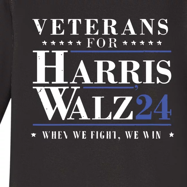 Veterans For Kamala Harris Tim Walz Waltz For President 2024 Baby Long Sleeve Bodysuit