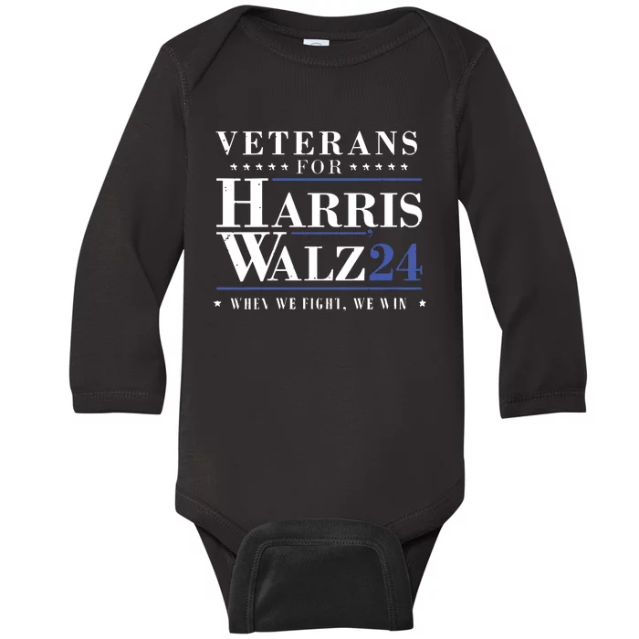 Veterans For Kamala Harris Tim Walz Waltz For President 2024 Baby Long Sleeve Bodysuit