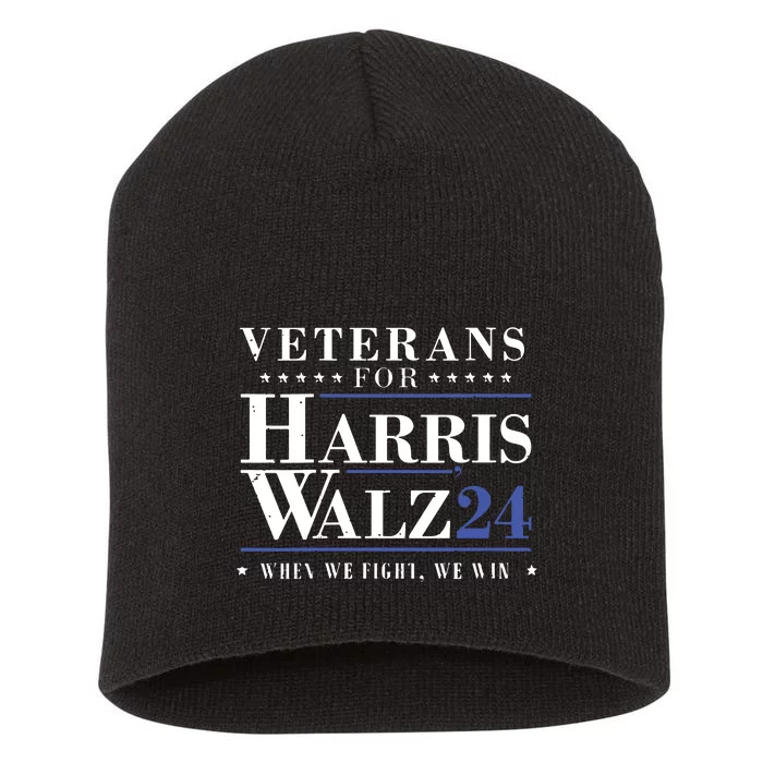 Veterans For Kamala Harris Tim Walz Waltz For President 2024 Short Acrylic Beanie