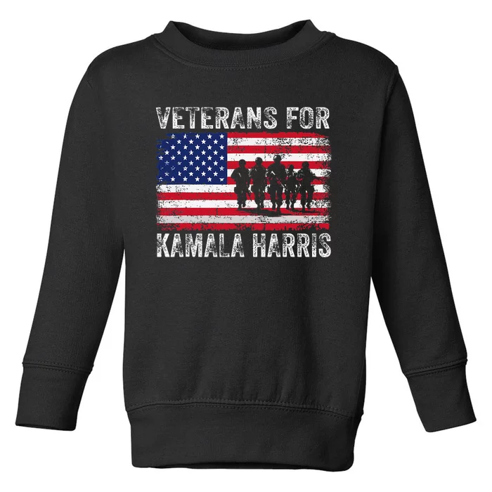 Veterans For Kamala Harris 2024 Election Usa Flag Military Toddler Sweatshirt