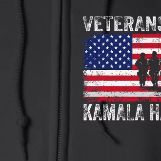 Veterans For Kamala Harris 2024 Election Usa Flag Military Full Zip Hoodie