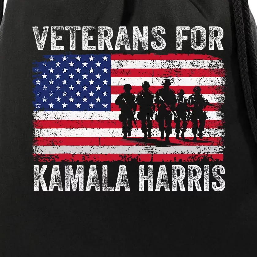 Veterans For Kamala Harris 2024 Election Usa Flag Military Drawstring Bag