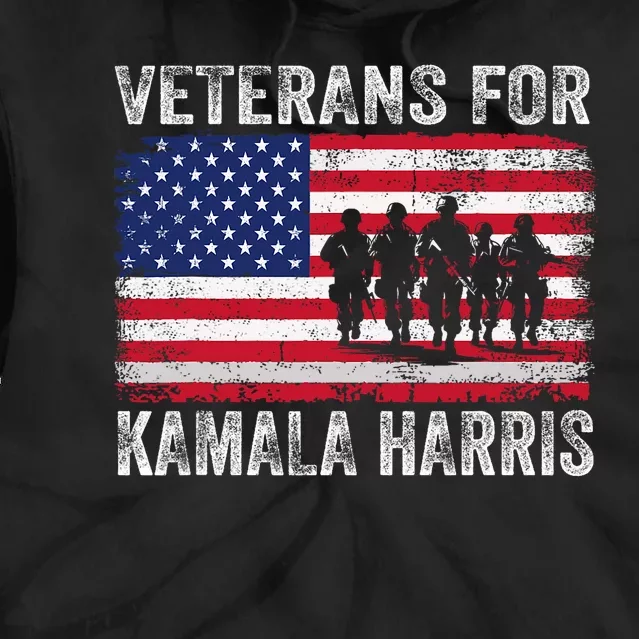 Veterans For Kamala Harris 2024 Election Usa Flag Military Tie Dye Hoodie