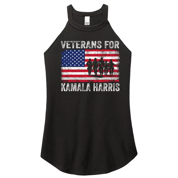 Veterans For Kamala Harris 2024 Election Usa Flag Military Women’s Perfect Tri Rocker Tank