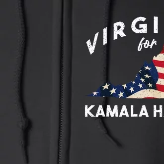 Virginia For Kamala 2024 Presidental Campaign Virginia Map Full Zip Hoodie