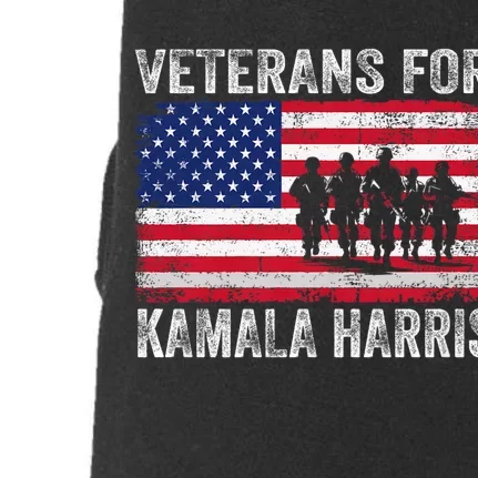 Veterans For Kamala Harris 2024 Election Usa Flag Military Doggie 3-End Fleece Hoodie