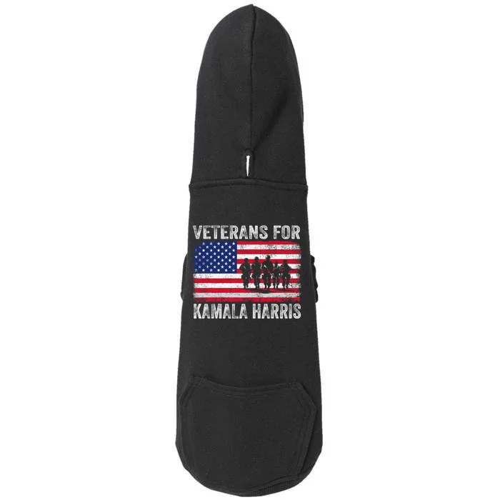 Veterans For Kamala Harris 2024 Election Usa Flag Military Doggie 3-End Fleece Hoodie