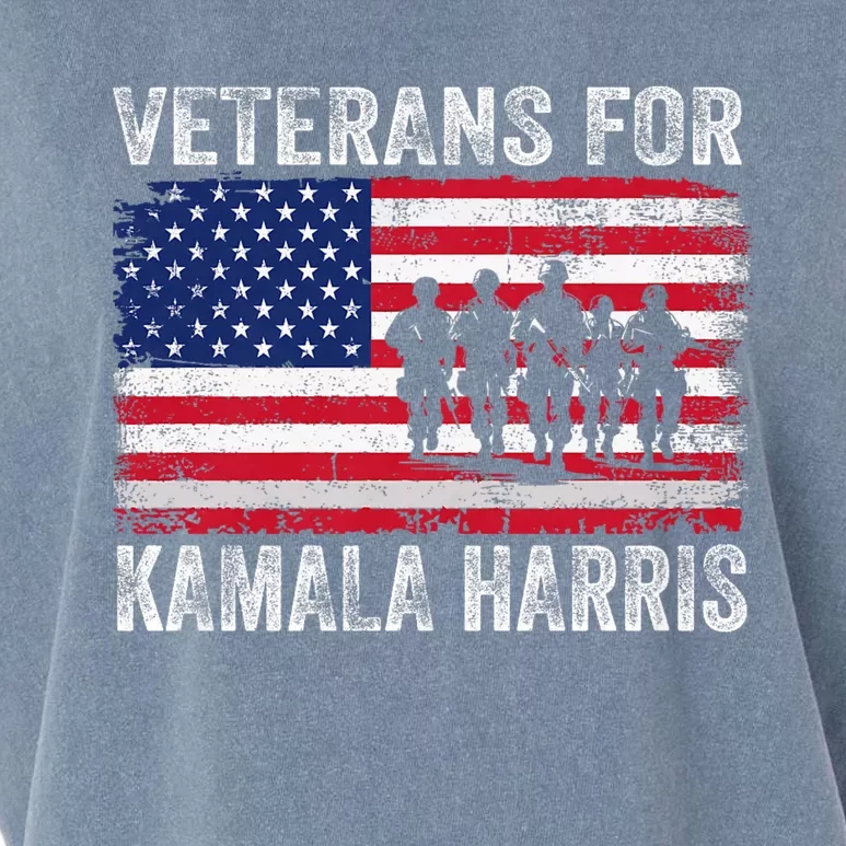 Veterans For Kamala Harris 2024 Election Usa Flag Military Garment-Dyed Women's Muscle Tee