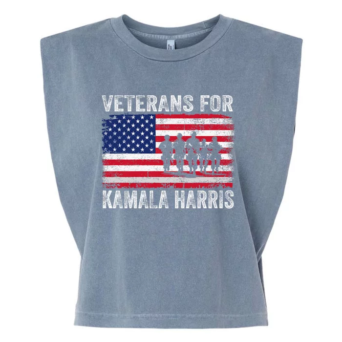 Veterans For Kamala Harris 2024 Election Usa Flag Military Garment-Dyed Women's Muscle Tee