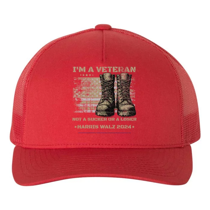 Veterans For Kamala Harris Tim Walz 2024 Election Usa Flag Yupoong Adult 5-Panel Trucker Hat