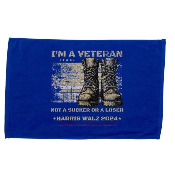 Veterans For Kamala Harris Tim Walz 2024 Election Usa Flag Microfiber Hand Towel