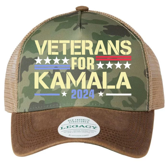 Veterans For Kamala American Flag Kamalaharris Supporter Legacy Tie Dye Trucker Hat