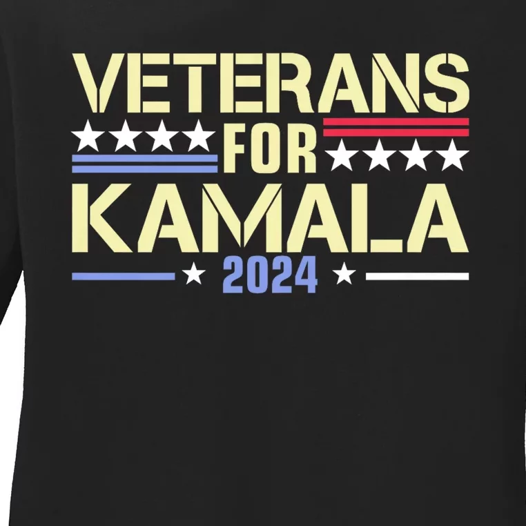 Veterans For Kamala American Flag Kamala Harris Supporter Ladies Long Sleeve Shirt