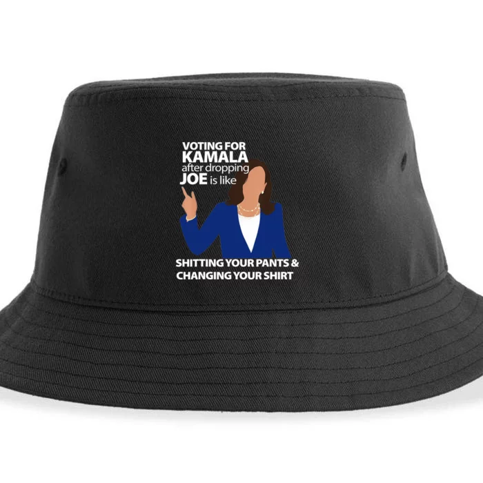 Voting For Kamala After Dropping Joe Is Like Shitting Sustainable Bucket Hat