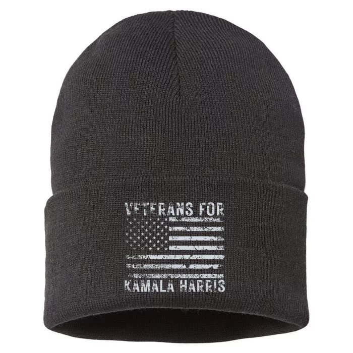 Veterans For Kamala Harris 2024 Election Sustainable Knit Beanie