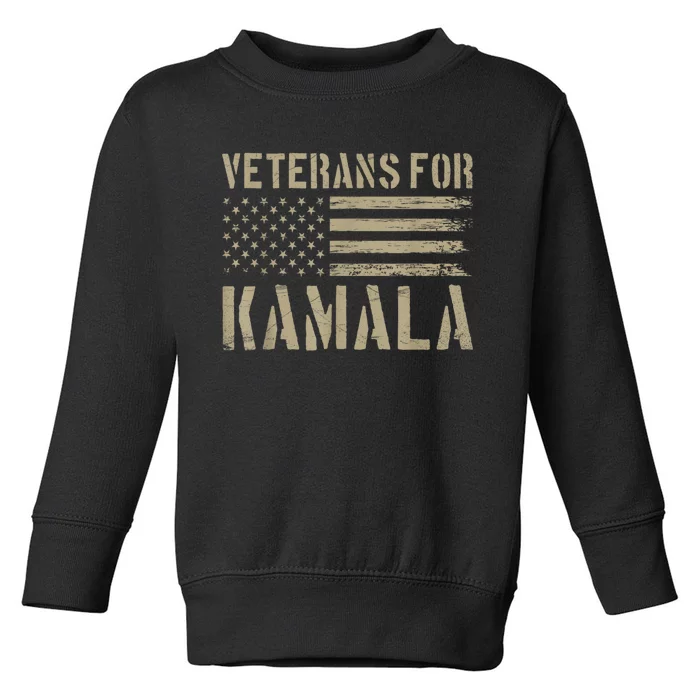 Veterans For Kamala Harris 2024 Election Usa Flag Military Toddler Sweatshirt