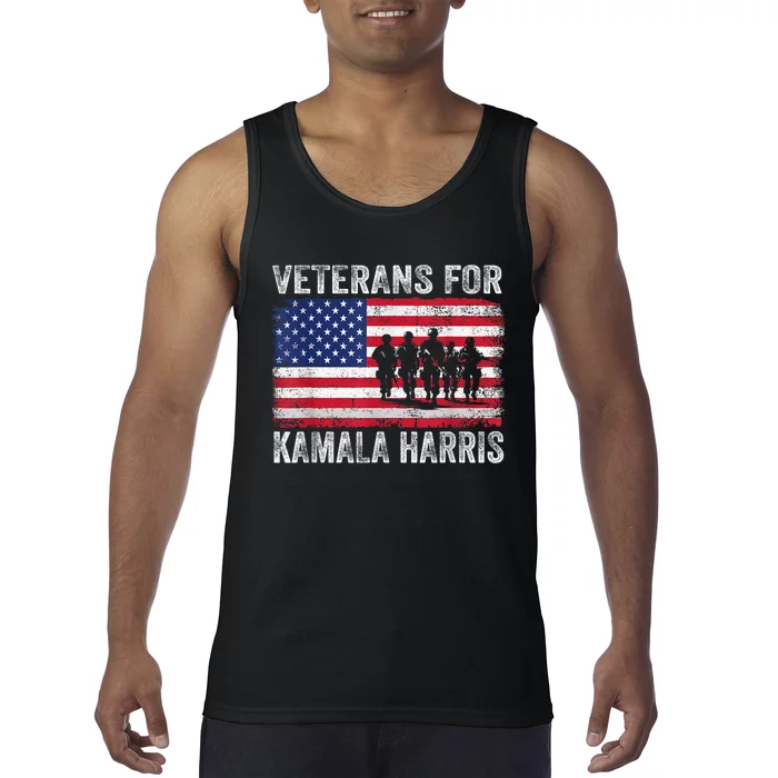 Veterans For Kamala Harris 2024 Election Usa Flag Military Tank Top