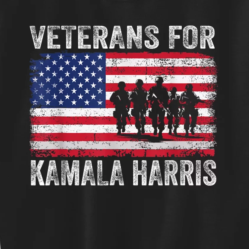 Veterans For Kamala Harris 2024 Election Usa Flag Military Kids Sweatshirt